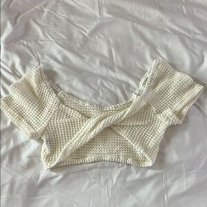 Chic Vintage Waffle Knit Reversible Crop Top
